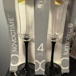 Luminarc Novocitime Black Stem Champagne Flutes - Set of 4